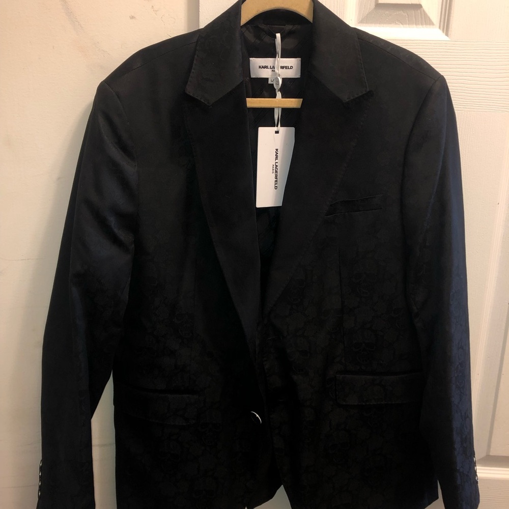 Karl Lagerfeld Black Sport Coat Classic Tailored Design